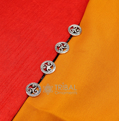 Celtic spiral triskele symbol 925 Sterling silver handmade gorgeous high-quality buttons or cufflinks for kurtas, best gifting jewelry btn52 - TRIBAL ORNAMENTS