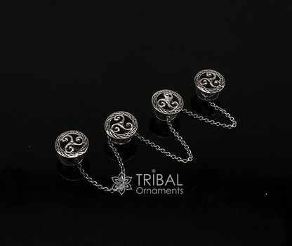 Celtic spiral triskele symbol 925 Sterling silver handmade gorgeous high-quality buttons or cufflinks for kurtas, best gifting jewelry btn52 - TRIBAL ORNAMENTS