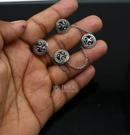 Celtic spiral triskele symbol 925 Sterling silver handmade gorgeous high-quality buttons or cufflinks for kurtas, best gifting jewelry btn52 - TRIBAL ORNAMENTS