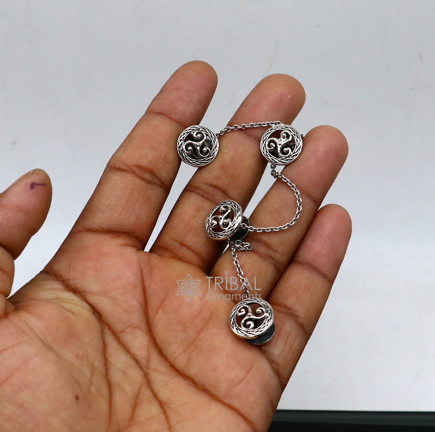 Celtic spiral triskele symbol 925 Sterling silver handmade gorgeous high-quality buttons or cufflinks for kurtas, best gifting jewelry btn52 - TRIBAL ORNAMENTS