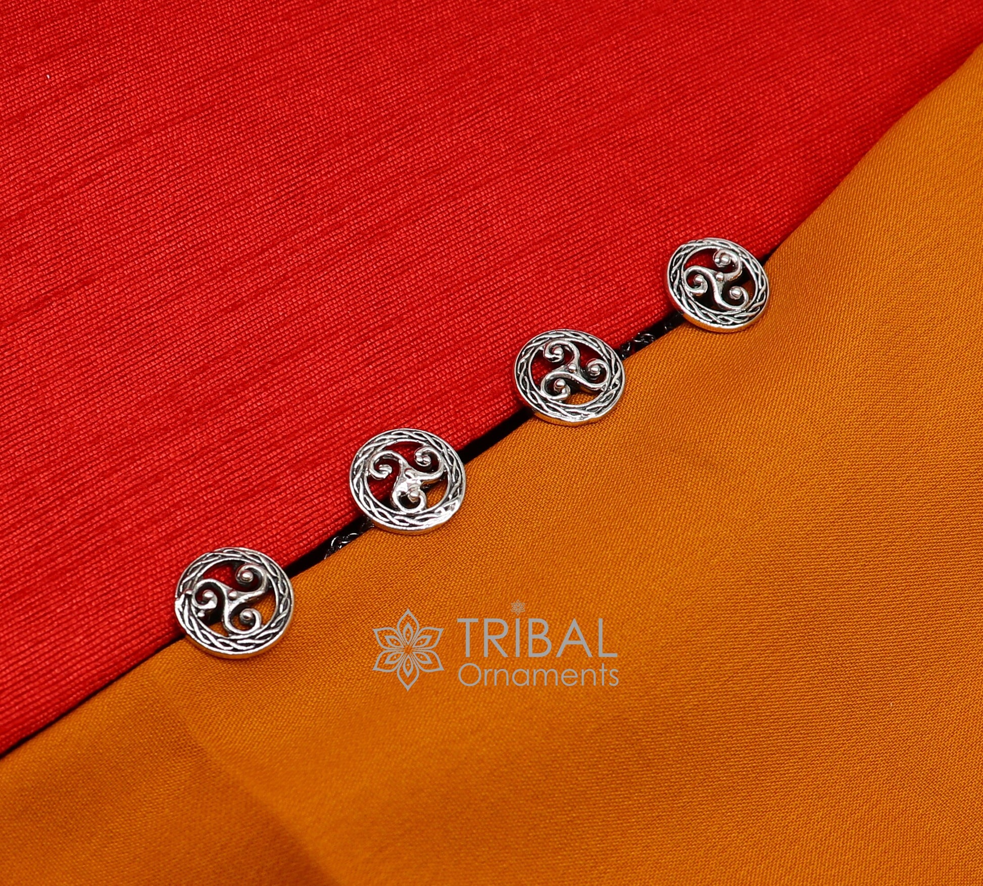 Celtic spiral triskele symbol 925 Sterling silver handmade gorgeous high-quality buttons or cufflinks for kurtas, best gifting jewelry btn52 - TRIBAL ORNAMENTS