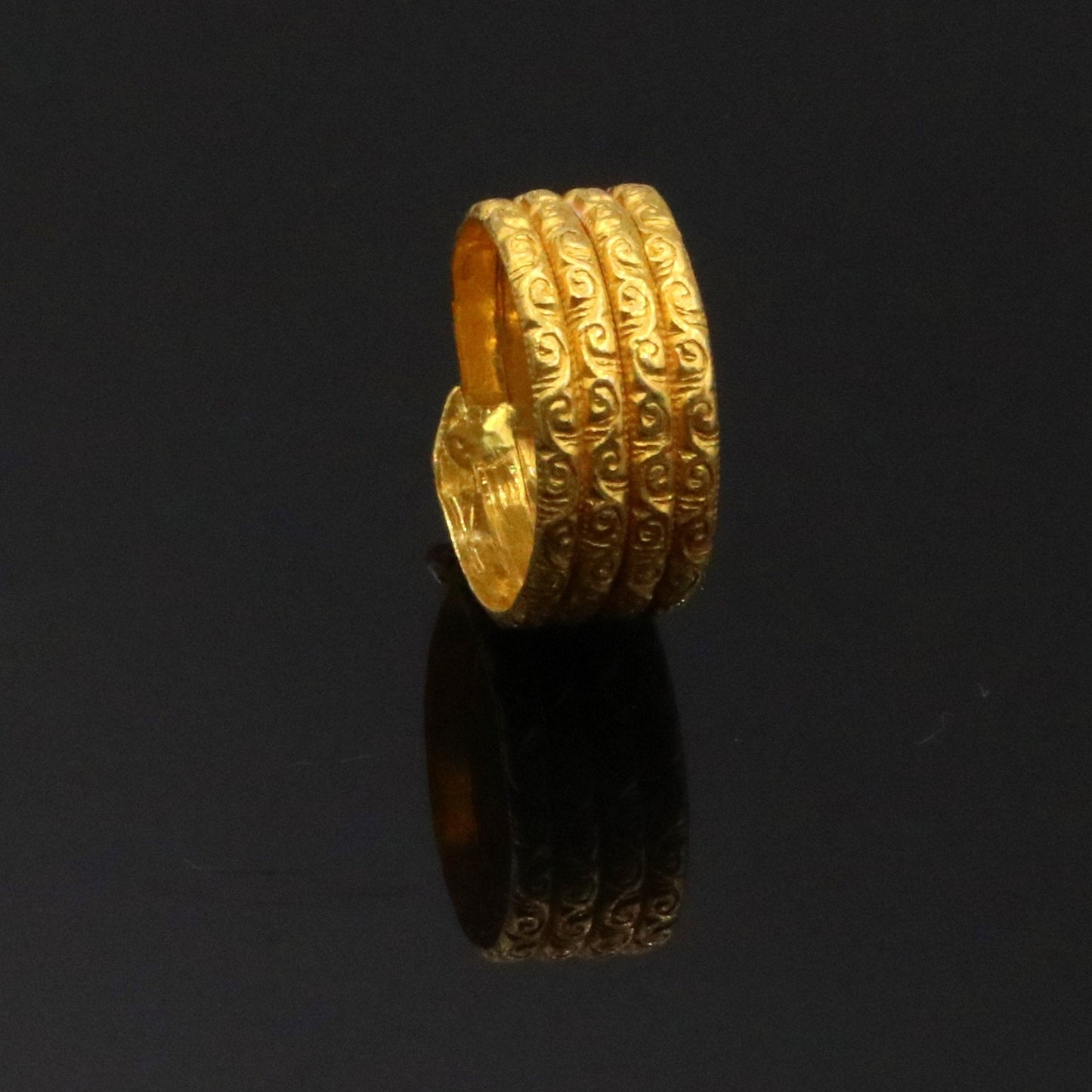 Certified solid 22kt carat yellow gold handmade unique traditional antique design ring band indian tribal jewelry unisex gifting item - TRIBAL ORNAMENTS
