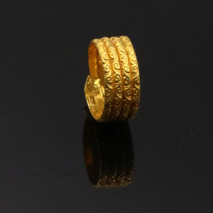 Solid 22KT yellow gold handmade traditional antique tribal ring band, unisex Indian tribal jewelry by TRIBAL ORNAMENTS.