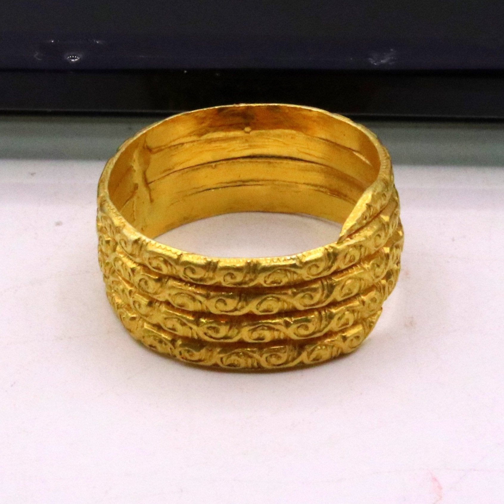 Certified solid 22kt carat yellow gold handmade unique traditional antique design ring band indian tribal jewelry unisex gifting item - TRIBAL ORNAMENTS