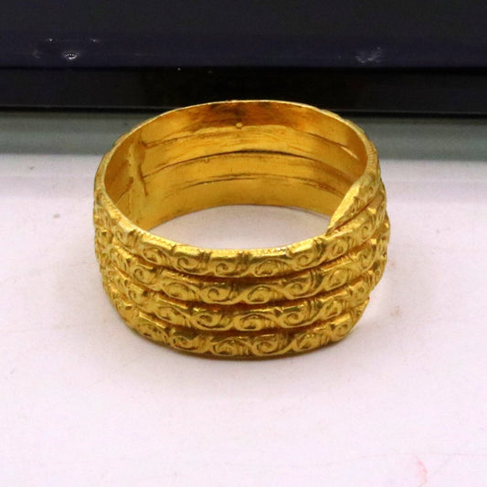 Certified solid 22kt carat yellow gold handmade unique traditional antique design ring band indian tribal jewelry unisex gifting item - TRIBAL ORNAMENTS