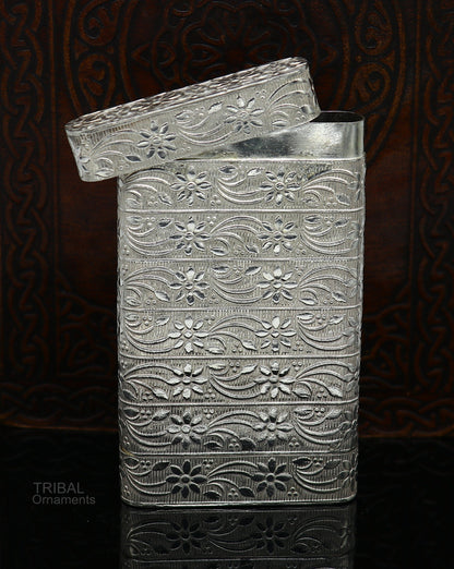 cigarette or tobacco box 925 solid silver vintage floral design stylish trinket box, best royal luxury gift to anyone special stb325 - TRIBAL ORNAMENTS