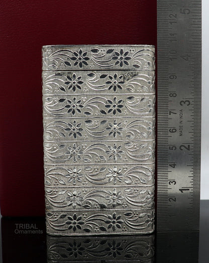cigarette or tobacco box 925 solid silver vintage floral design stylish trinket box, best royal luxury gift to anyone special stb325 - TRIBAL ORNAMENTS