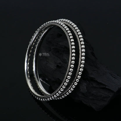 925 sterling silver bangle bracelet with intricate silver ball work, tribal wedding jewelry by TRIBAL ORNAMENTS.