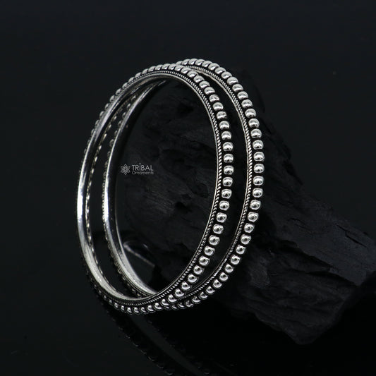 Cultural trendy 925 sterling silver handmade gorgeous bangle bracelet with excellent silver ball work tribal wedding fancy jewelry nba398 - TRIBAL ORNAMENTS