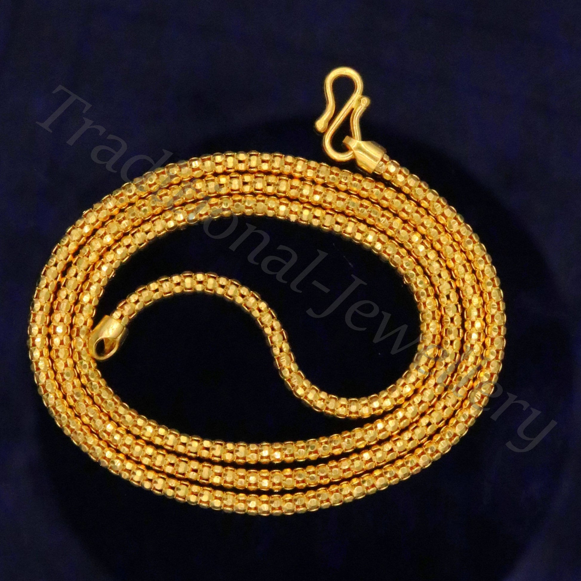 Custom size 16 inches 22kt yellow gold handmade unique design bombato chain unisex chain necklace from Rajasthan India. - TRIBAL ORNAMENTS