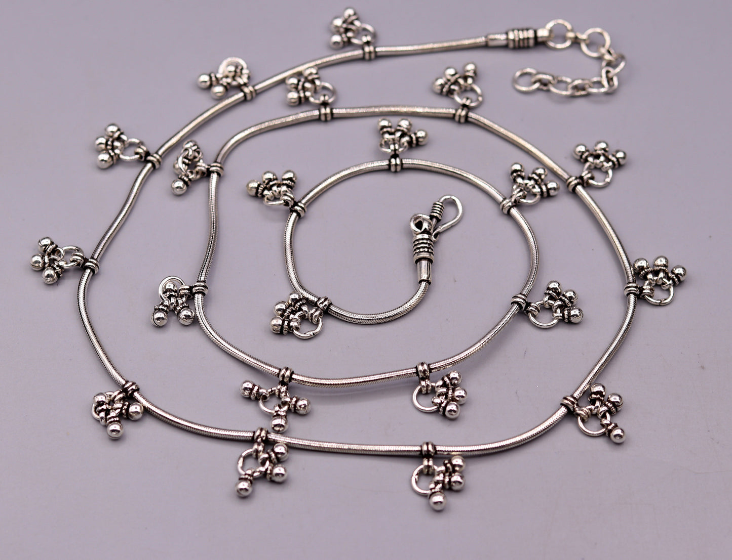 Customized 925 sterling silver snake chain with hanging bells waist chain, gorgeous belly chain wedding belly dance tribal jewelry wch03 - TRIBAL ORNAMENTS