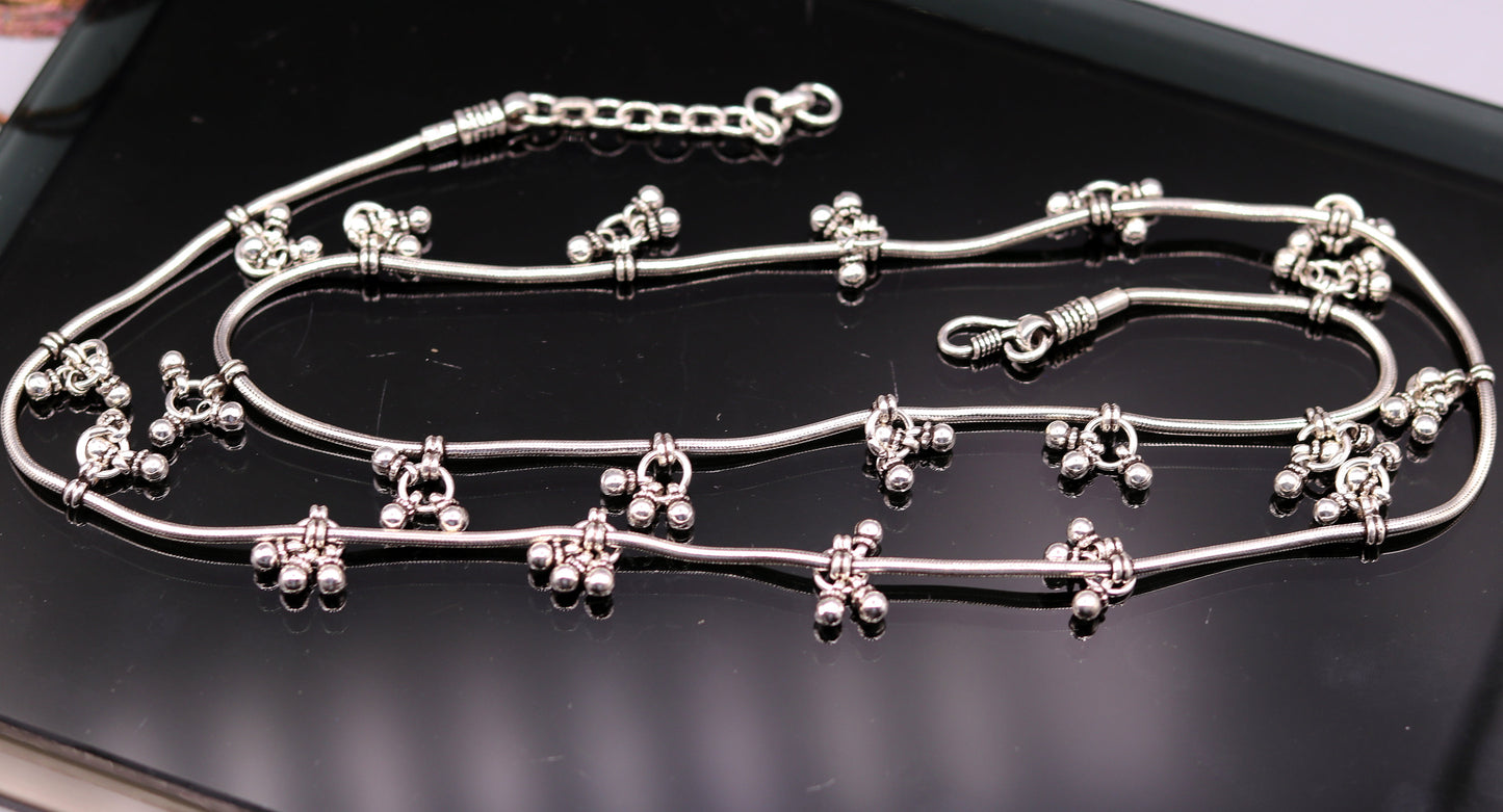 Customized 925 sterling silver snake chain with hanging bells waist chain, gorgeous belly chain wedding belly dance tribal jewelry wch03 - TRIBAL ORNAMENTS