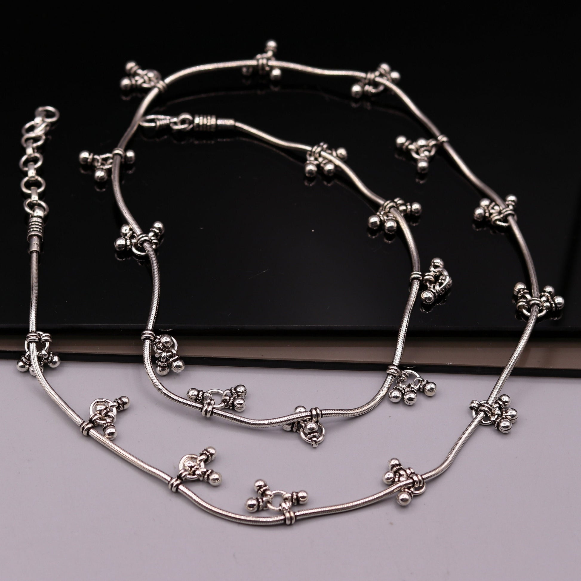 Customized 925 sterling silver snake chain with hanging bells waist chain, gorgeous belly chain wedding belly dance tribal jewelry wch03 - TRIBAL ORNAMENTS