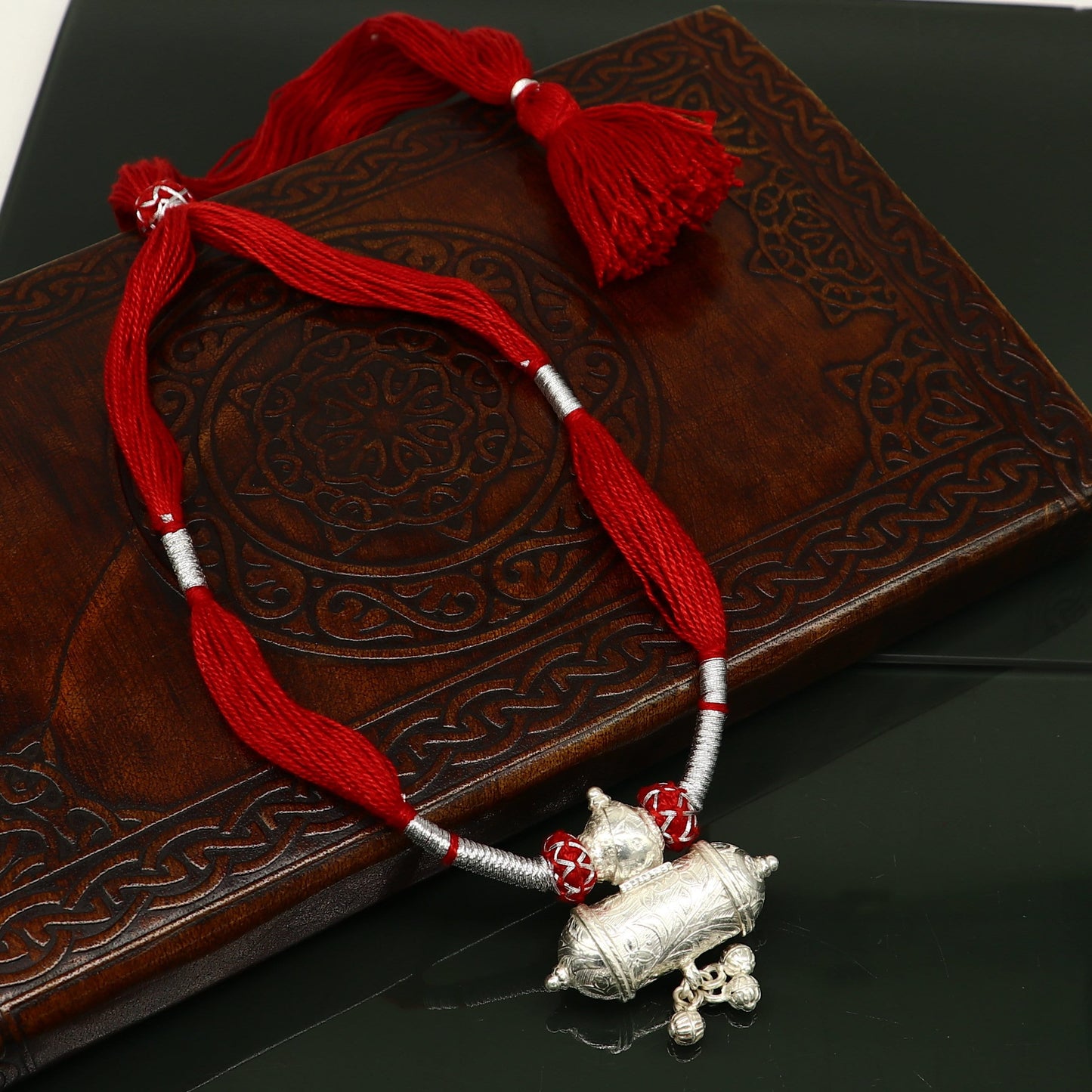 Customized indian traditional design vintage lookt solid silver charm necklace, stunning brides wedding necklace tribal jewelry set209 - TRIBAL ORNAMENTS