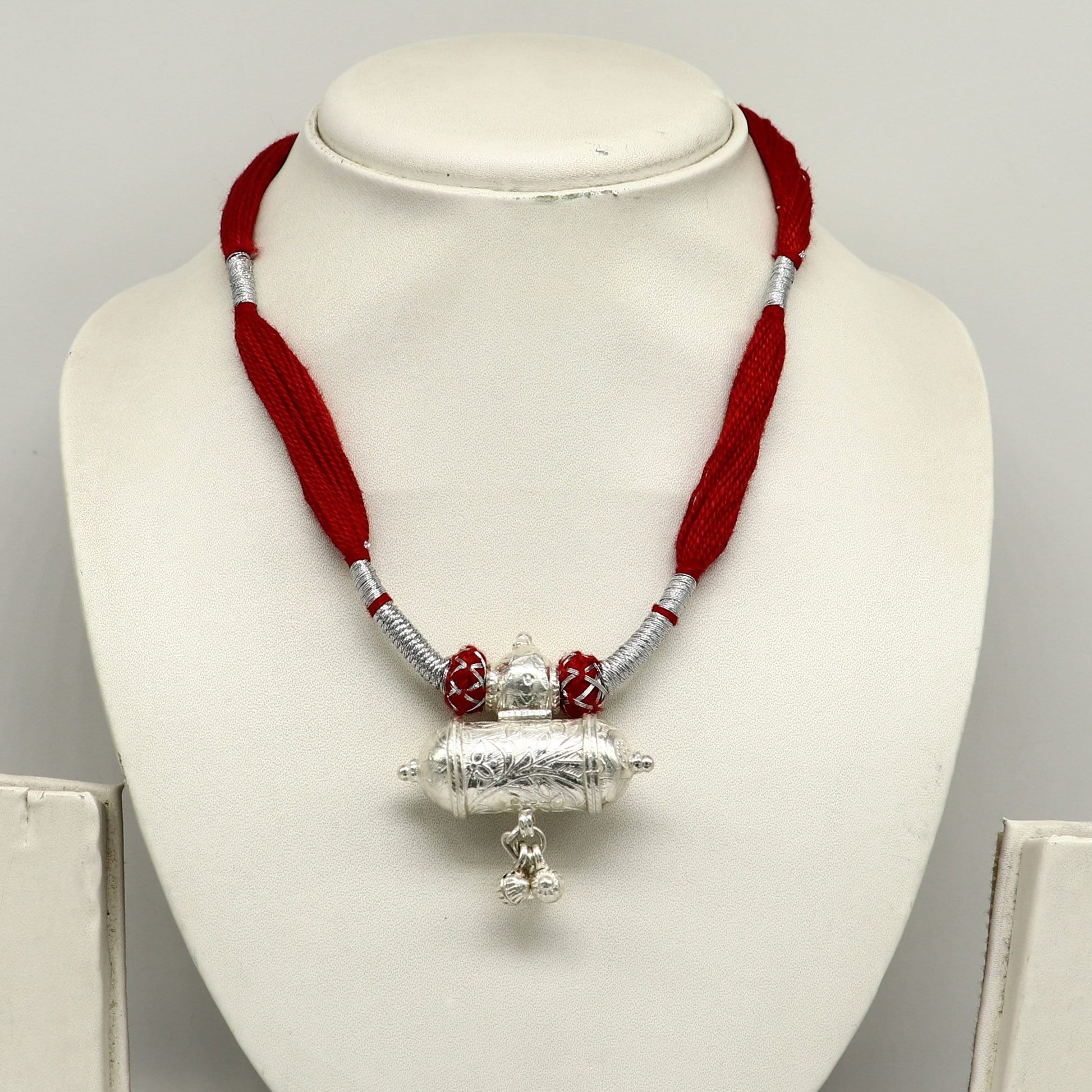 Customized indian traditional design vintage lookt solid silver charm necklace, stunning brides wedding necklace tribal jewelry set209 - TRIBAL ORNAMENTS