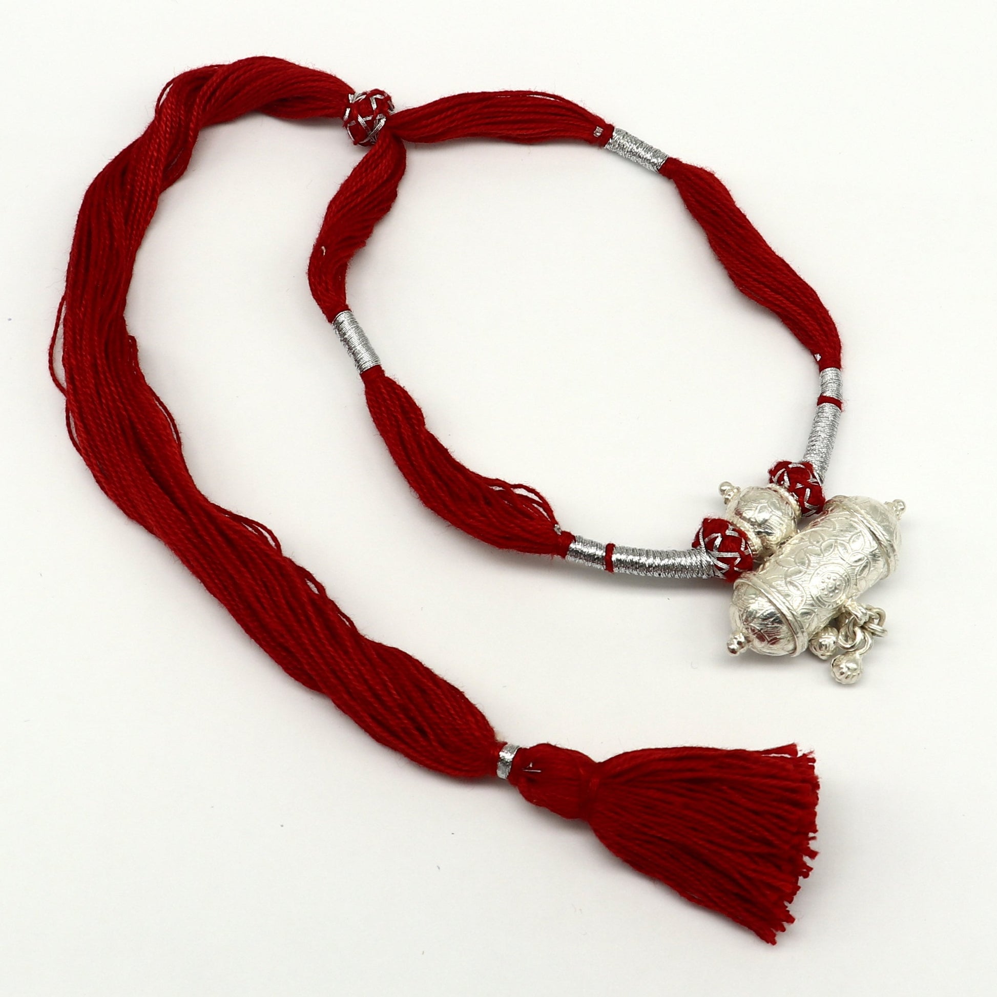 Customized indian traditional design vintage lookt solid silver charm necklace, stunning brides wedding necklace tribal jewelry set209 - TRIBAL ORNAMENTS