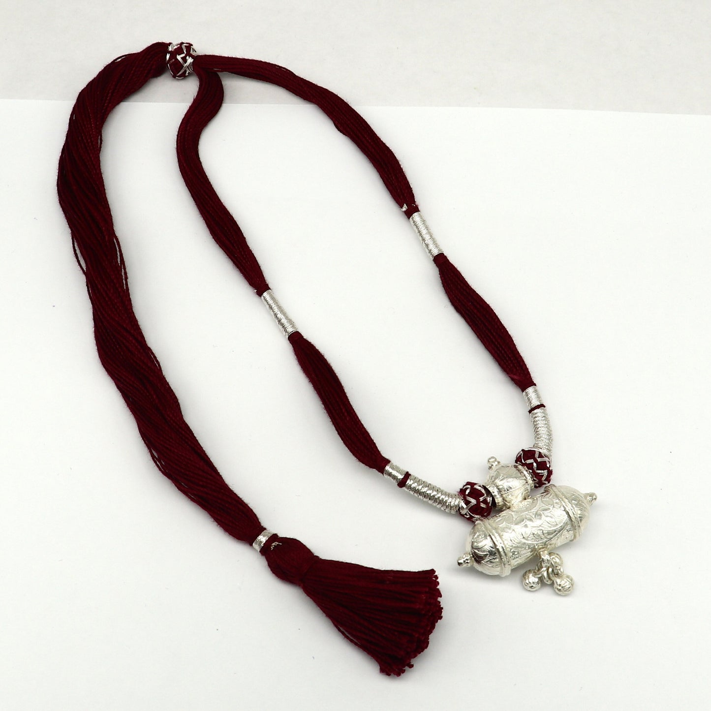 Customized indian traditional design vintage lookt solid silver charm necklace, stunning brides wedding necklace tribal jewelry set210 - TRIBAL ORNAMENTS