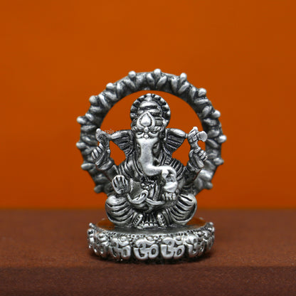 Divine 1.2" 925 Sterling silver God Ganesha statue puja article figurine, Diwali puja Divine silver article of prosperity& wealth art713 - TRIBAL ORNAMENTS