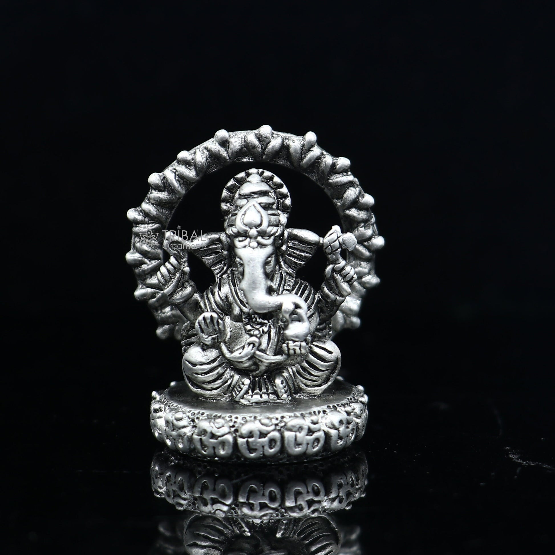 Divine 1.2" 925 Sterling silver God Ganesha statue puja article figurine, Diwali puja Divine silver article of prosperity& wealth art713 - TRIBAL ORNAMENTS