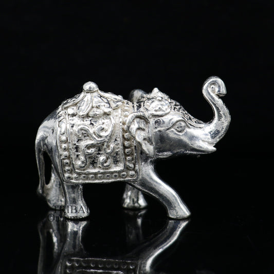 Divine 925 sterling silver handmade work small elephant for home temple for wealth and prosperity art501 - TRIBAL ORNAMENTS