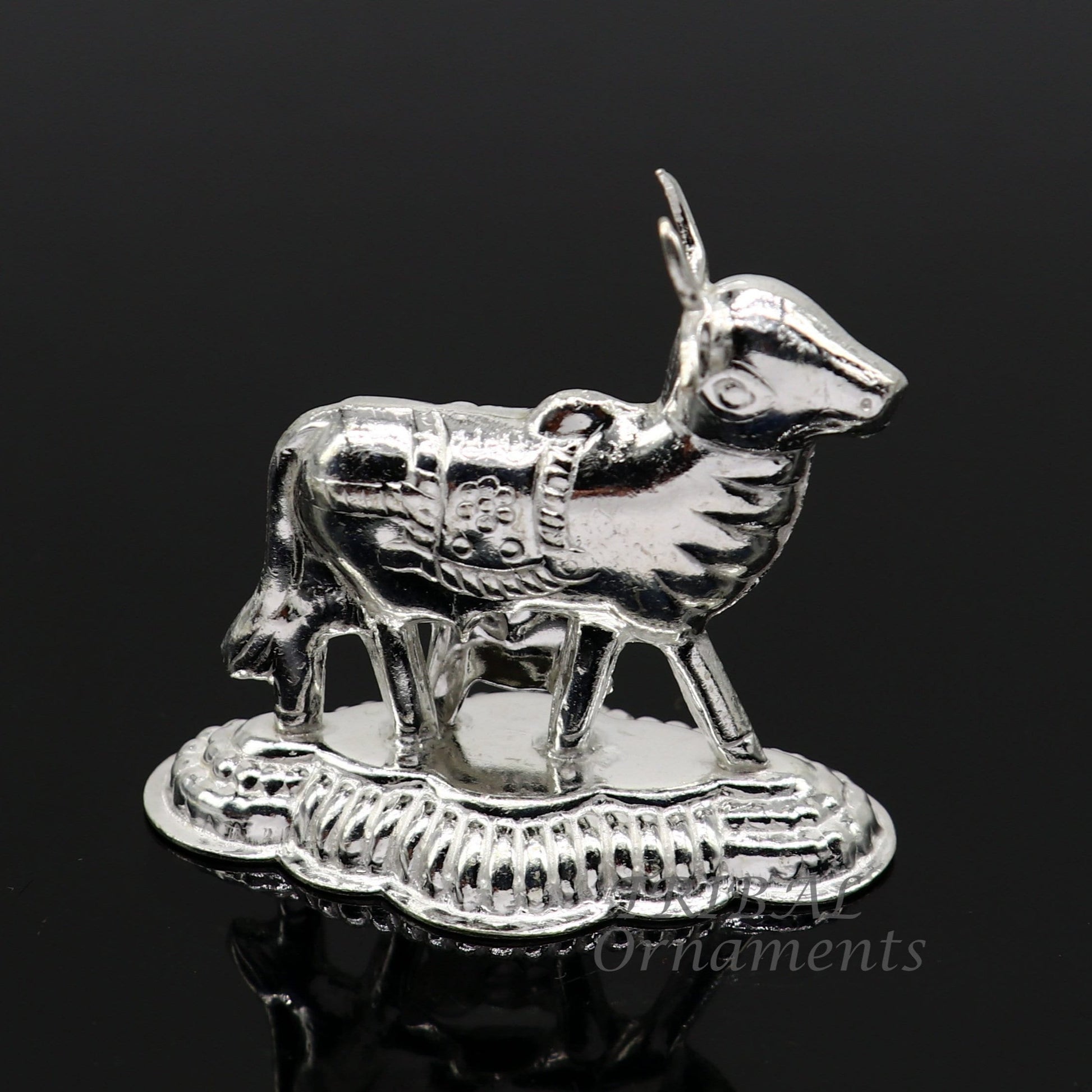 Divine cow with calf 925 sterling silver handmade Kamdhenu cow, deity's cow, wishing cow, silver worshipping puja su984 - TRIBAL ORNAMENTS