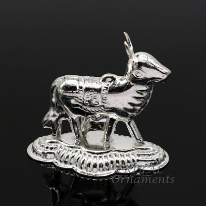 Divine cow with calf 925 sterling silver handmade Kamdhenu cow, deity's cow, wishing cow, silver worshipping puja su984 - TRIBAL ORNAMENTS
