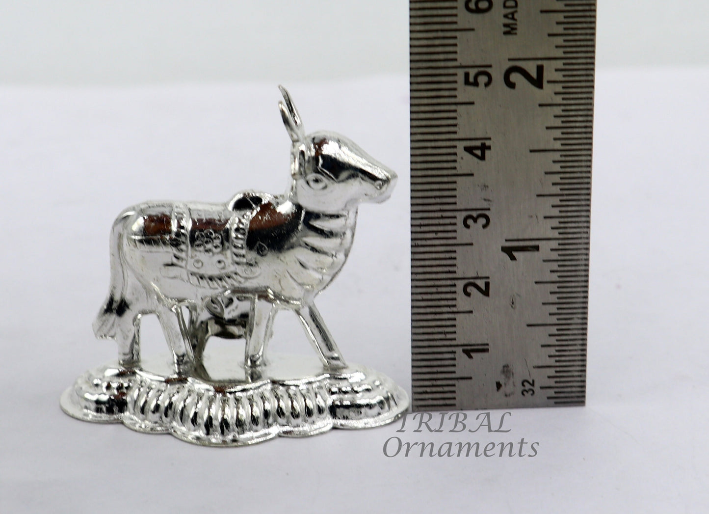 Divine cow with calf 925 sterling silver handmade Kamdhenu cow, deity's cow, wishing cow, silver worshipping puja su984 - TRIBAL ORNAMENTS