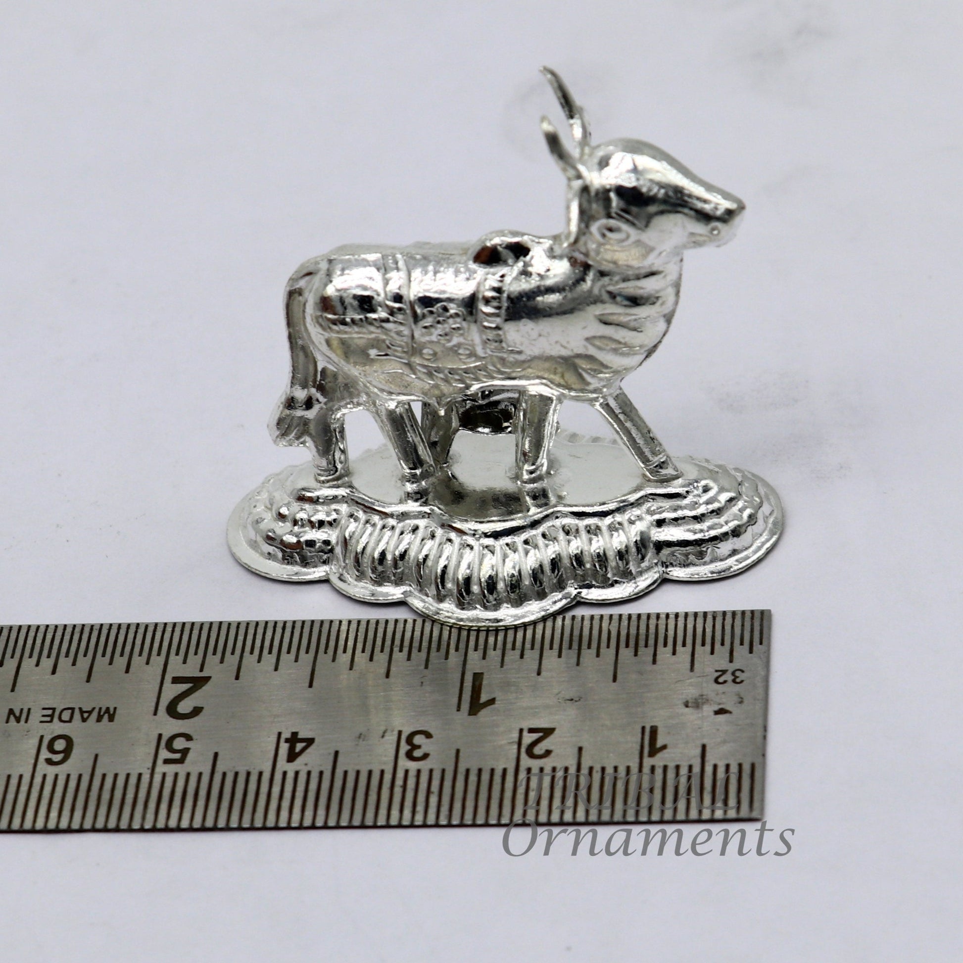 Divine cow with calf 925 sterling silver handmade Kamdhenu cow, deity's cow, wishing cow, silver worshipping puja su984 - TRIBAL ORNAMENTS