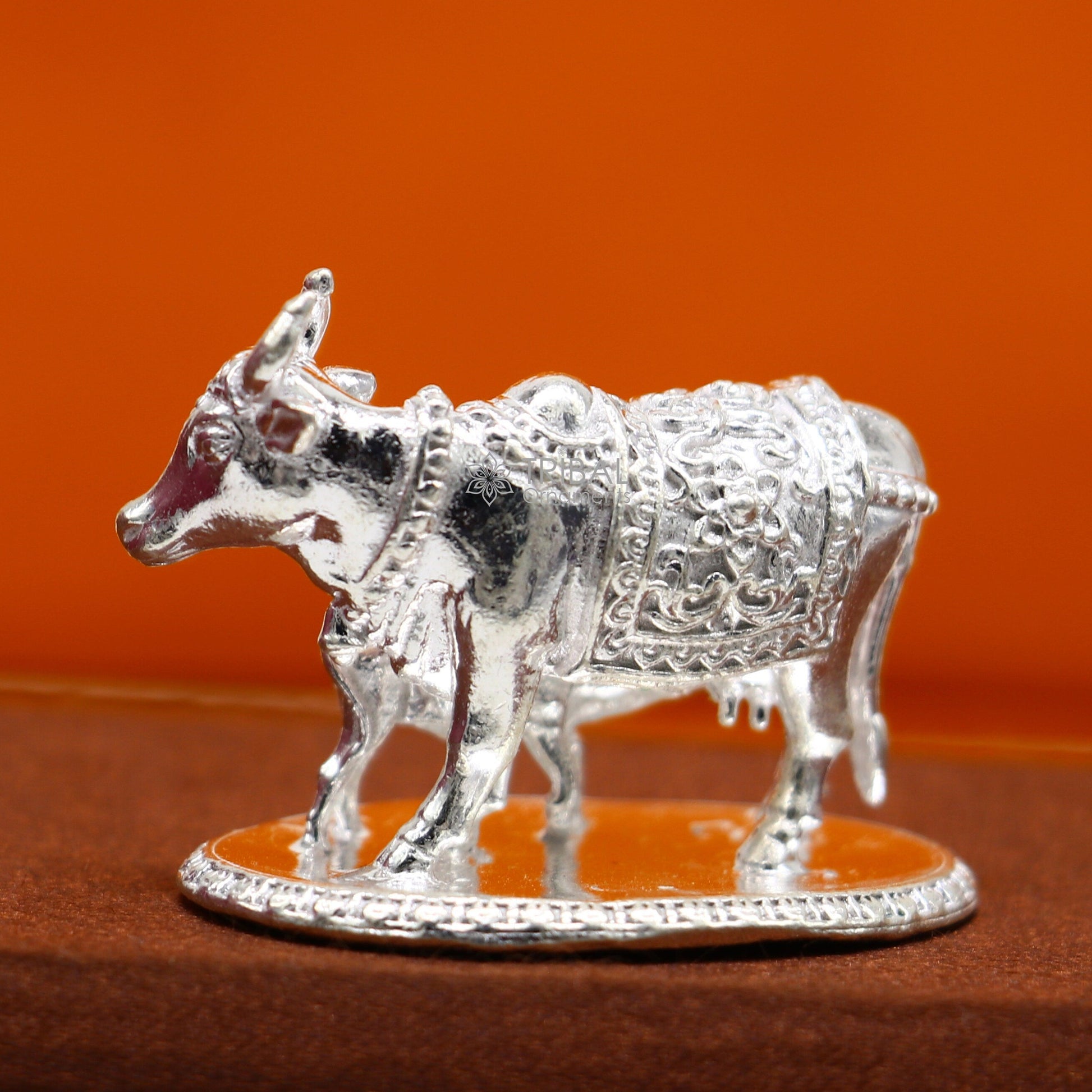 Divine cow with calf 925 sterling silver vintage design Kamdhenu cow, deity's cow, wishing cow, silver worshipping puja art653 - TRIBAL ORNAMENTS