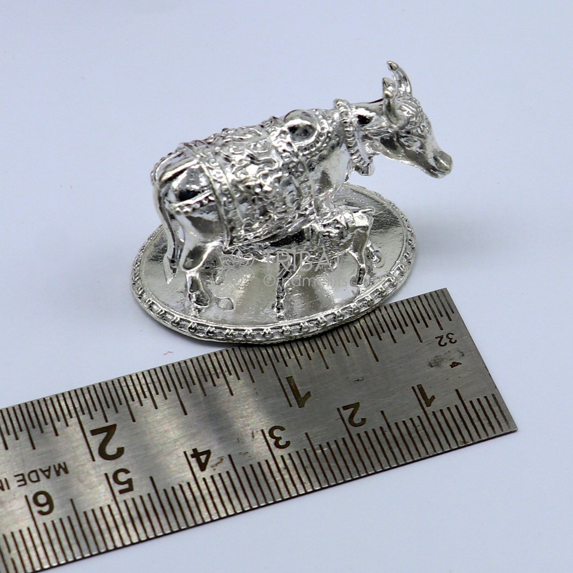 Divine cow with calf 925 sterling silver vintage design Kamdhenu cow, deity's cow, wishing cow, silver worshipping puja art653 - TRIBAL ORNAMENTS