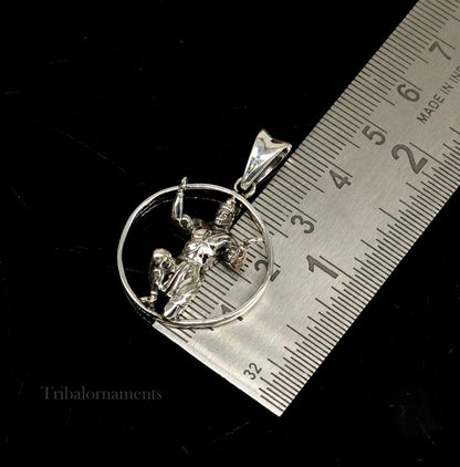 Sterling silver Hanuman idol pendant by Tribal Ornaments, showcasing detailed craftsmanship, perfect for divine jewelry gifting.