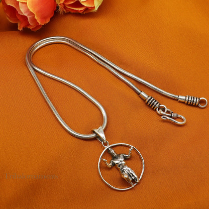 Sterling silver Hanuman pendant from TRIBAL ORNAMENTS, detailed handmade idol jewelry, perfect for gifting and divine adornment.