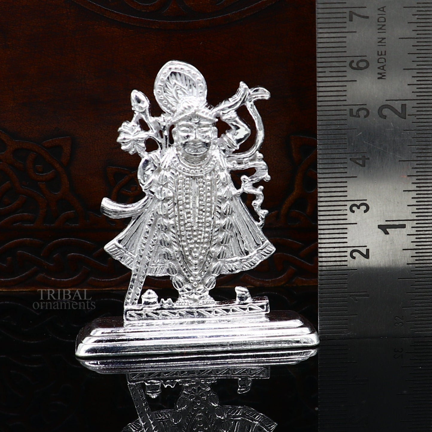 Divine lord krishna narayan avtar shri Nathji statue figurine solid silver article, best gift for decor your car front for blessing art472 - TRIBAL ORNAMENTS