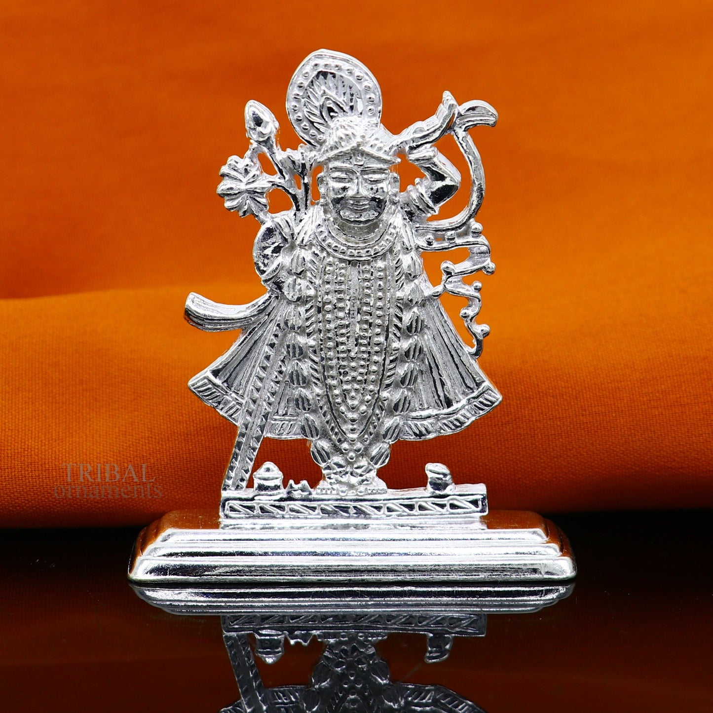 Divine lord krishna narayan avtar shri Nathji statue figurine solid silver article, best gift for decor your car front for blessing art472 - TRIBAL ORNAMENTS