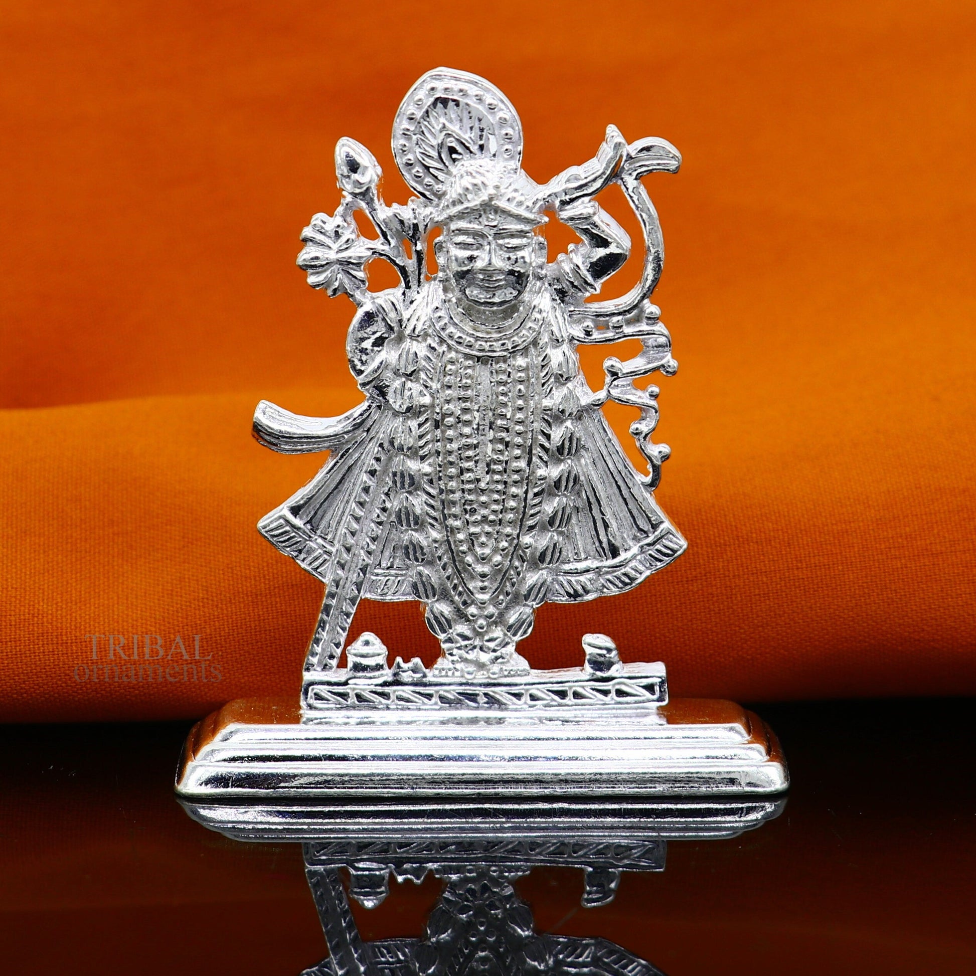 Divine lord krishna narayan avtar shri Nathji statue figurine solid silver article, best gift for decor your car front for blessing art472 - TRIBAL ORNAMENTS