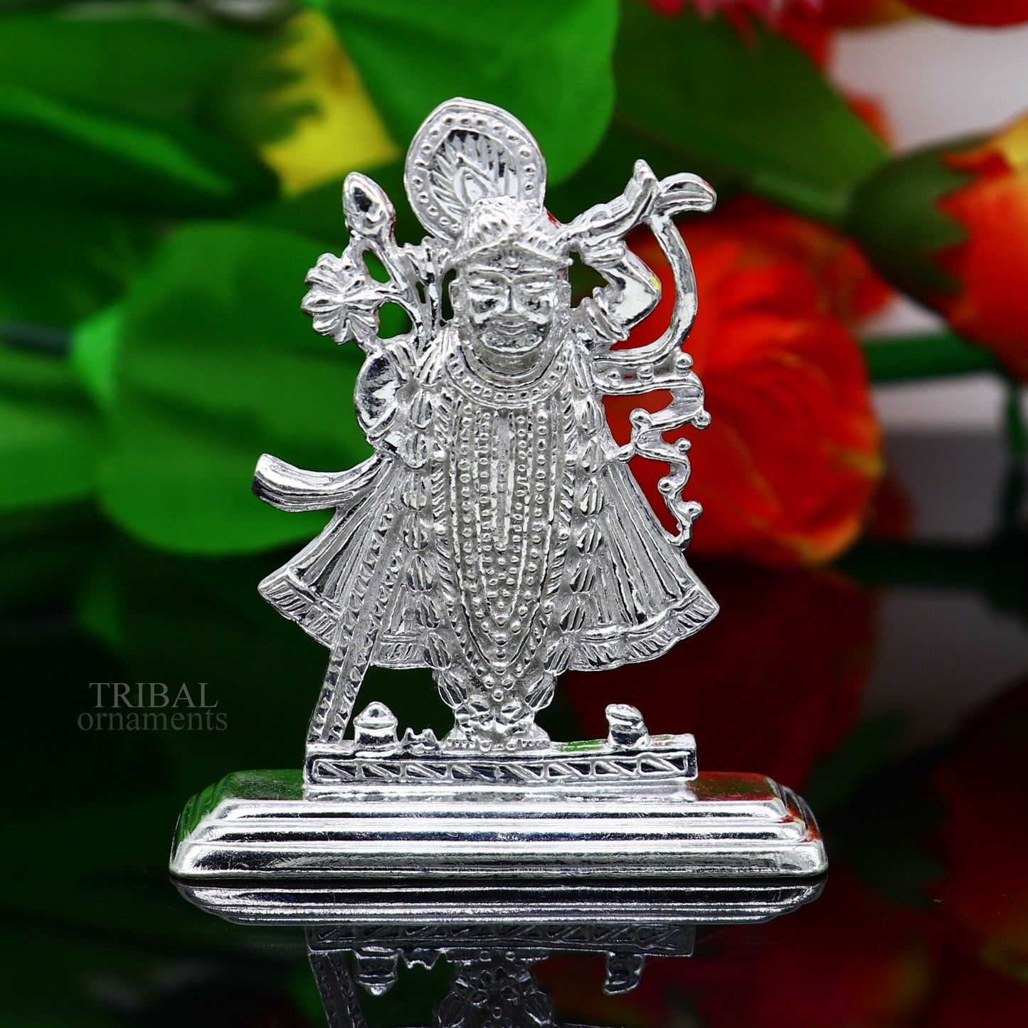 Divine lord krishna narayan avtar shri Nathji statue figurine solid silver article, best gift for decor your car front for blessing art472 - TRIBAL ORNAMENTS