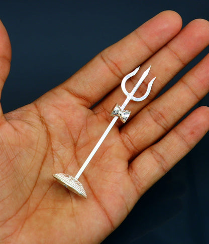 Divine Lord shiva Trident, Solid sterling silver Trishul puja article utensils, goddess trishul trident , god accessories  from india su341 - TRIBAL ORNAMENTS