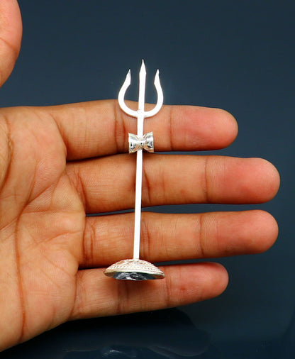 Divine Lord shiva Trident, Solid sterling silver Trishul puja article utensils, goddess trishul trident , god accessories  from india su341 - TRIBAL ORNAMENTS