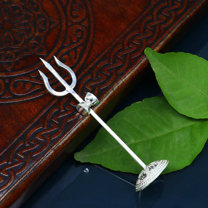Divine Lord shiva Trident, Solid sterling silver Trishul puja article utensils, goddess trishul trident , god accessories  from india su341 - TRIBAL ORNAMENTS