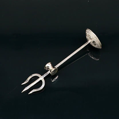 Divine Lord shiva Trident, Solid sterling silver Trishul puja article utensils, goddess trishul trident , god accessories  from india su341 - TRIBAL ORNAMENTS