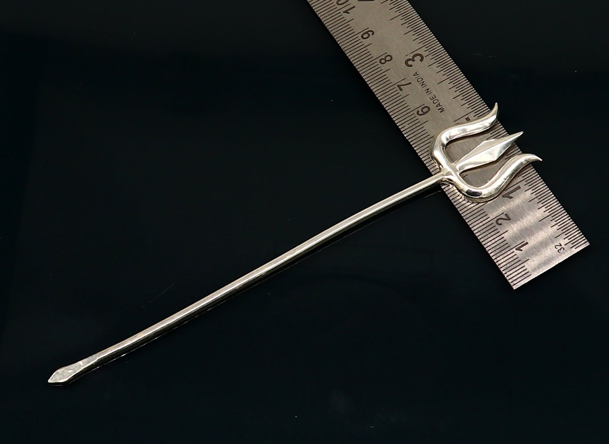 Divine Lord shiva Trident, Solid sterling silver Trishul puja article utensils, goddess trishul trident , god accessories  from india su342 - TRIBAL ORNAMENTS