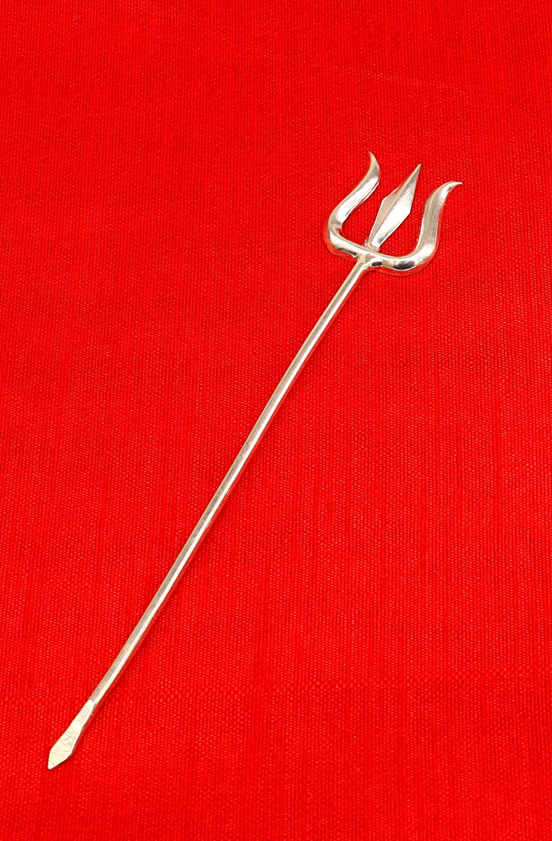 Divine Lord shiva Trident, Solid sterling silver Trishul puja article utensils, goddess trishul trident , god accessories  from india su342 - TRIBAL ORNAMENTS