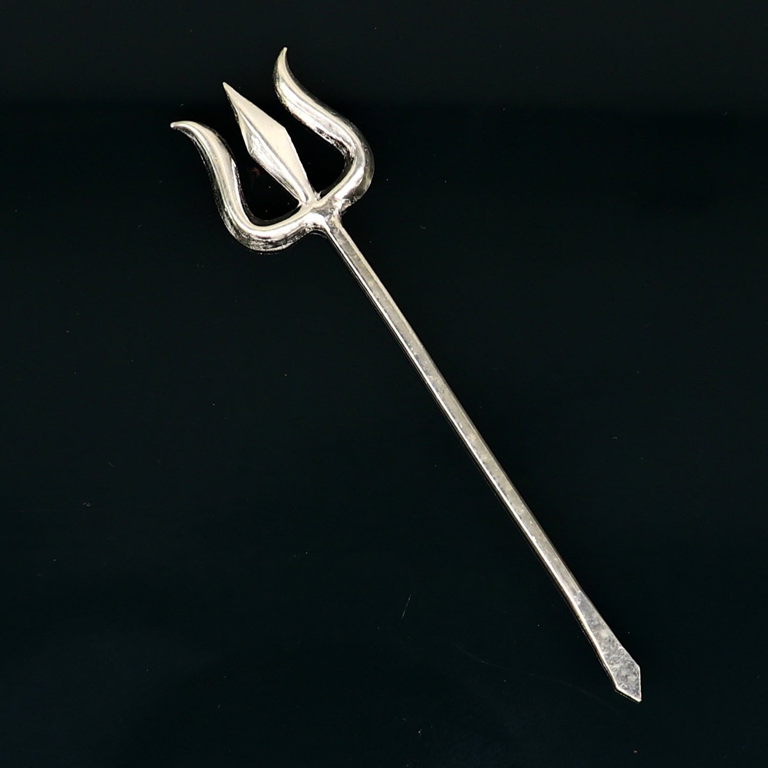 Divine Lord shiva Trident, Solid sterling silver Trishul puja article utensils, goddess trishul trident , god accessories  from india su343 - TRIBAL ORNAMENTS