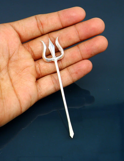 Divine Lord shiva Trident, Solid sterling silver Trishul puja article utensils, goddess trishul trident , god accessories  from india su343 - TRIBAL ORNAMENTS