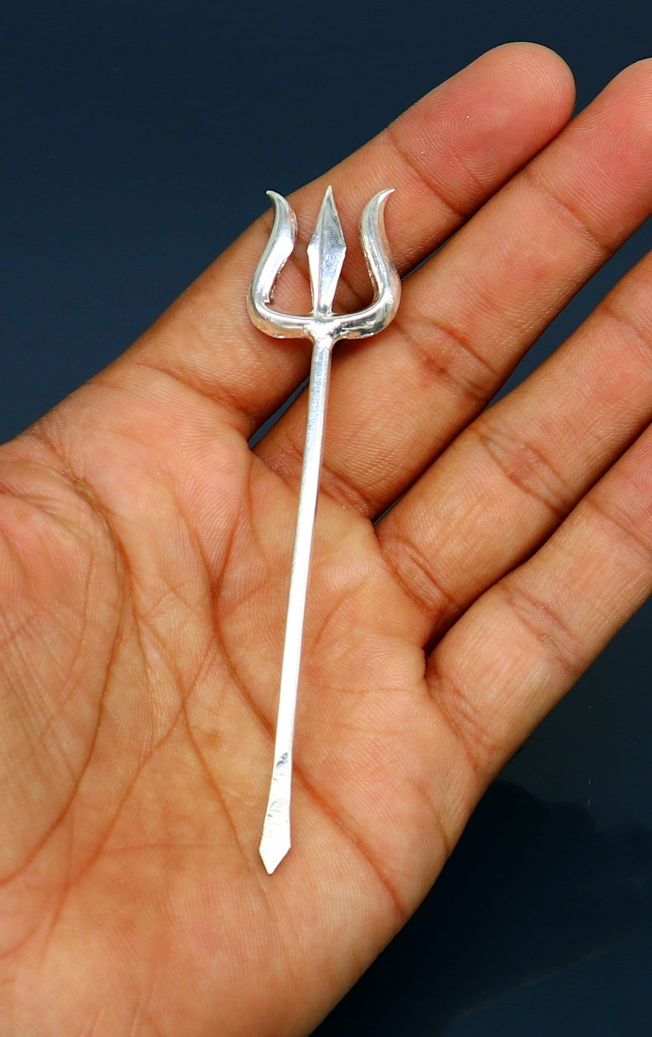 Divine Lord shiva Trident, Solid sterling silver Trishul puja article utensils, goddess trishul trident , god accessories  from india su343 - TRIBAL ORNAMENTS