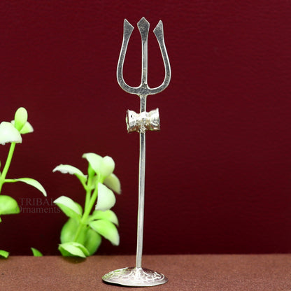 Divine Lord shiva Trident, Solid sterling silver Trishul puja article utensils, shiva trishul trident , god accessories  from india su693 - TRIBAL ORNAMENTS