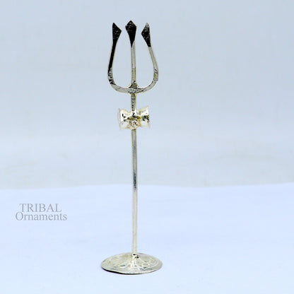 Divine Lord shiva Trident, Solid sterling silver Trishul puja article utensils, shiva trishul trident , god accessories  from india su693 - TRIBAL ORNAMENTS