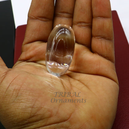 Divine natural Sphatik crystal Lord Shiva Lingam statue, spiritual puja article for wealth and prosperity, by Tribal Ornaments.