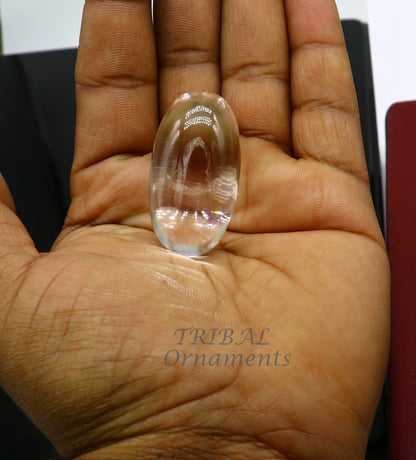 Divine natural Sphatik crystal Lord Shiva lingam statue for wealth and prosperity, crafted by TRIBAL ORNAMENTS.