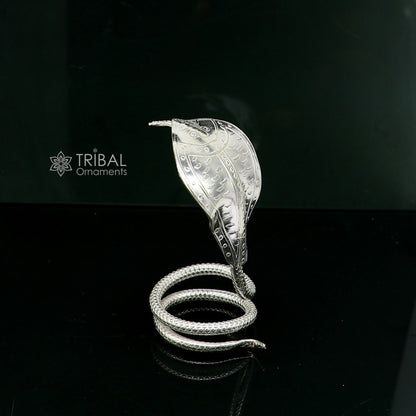 Divine Shiva Snake 925 sterling silver handmade style mini snake or shiva snake for puja or worshipping, solid Diwali puja article su1166 - TRIBAL ORNAMENTS